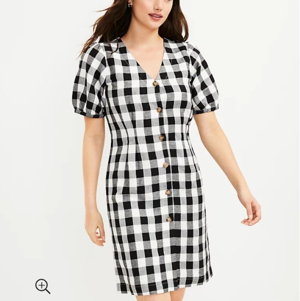 0240 - LOFT Black and White Checkered Dress